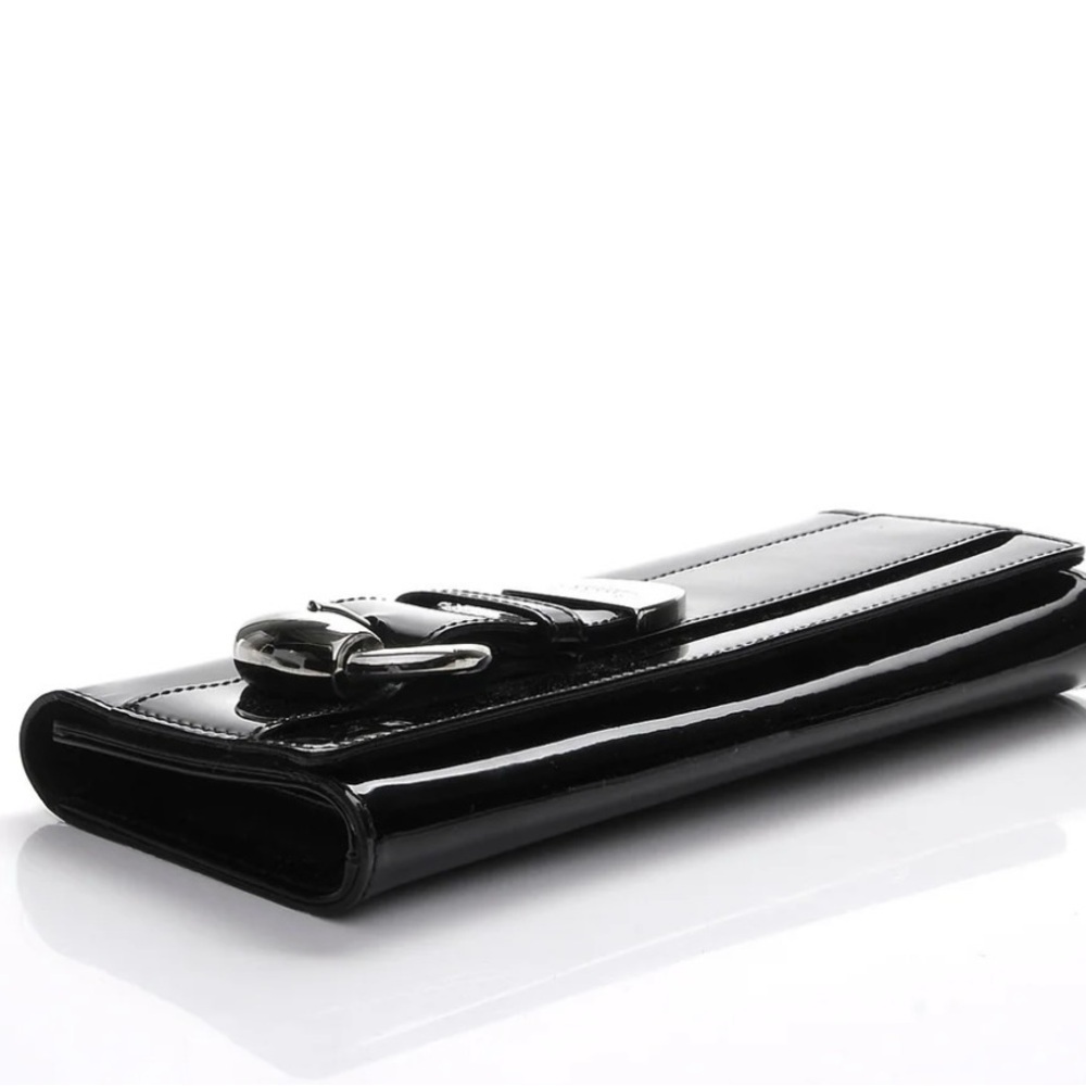 Gucci Black Patent Leather Clutch with Silver Buckle - Picture 7 of 13